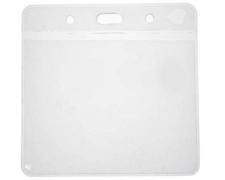 LC ClearGuard Soporte de Insignia de Vinilo Horizontal, 102 x 83 mm, 100 piezas, Vinilo transparente, Con ranura para cordones