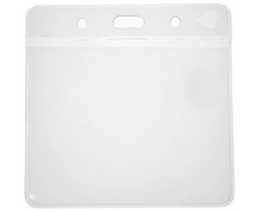 LC ClearGuard Vinyl Badge Holder Landscape, 102 x 83 mm, 100 Stück, Klarvinyl, Mit Schlitz für Lanyards Bild