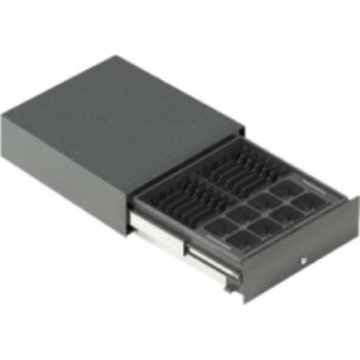 APG Nano Cash Drawer Compact, Front-opening, 275 x 120 x 370 mm, 8 Coin Trays, 6 Banknote Trays, Dark Grey