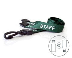 Green Staff Lanyards with Plastic J Clip (Pack of 100) image