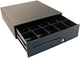 Series 100 Cash Drawer (Adjustable Media Slot, Hard-Wired for Epson TM Series and 16 Inch x 16 Inch) - Color: Black