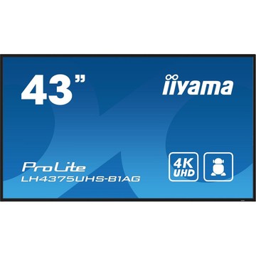 iiyama ProLite LH4375UHS-B1AG, 24/7, 4K, USB, RS232, Ethernet, Wi-Fi, Android, RS232, black