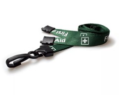 Green First Aid Lanyards with Plastic J Clip (Pack of 100) image