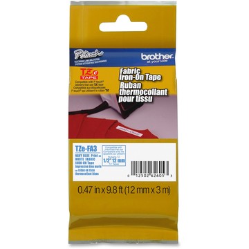 Brother Mobile .47 In X 9.8 Ft Blue Ink on White Iron Fabric Label All He/Hg/Tze/Tz Models