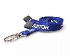 Blue Visitor Lanyards with Metal Lobster Clip (Pack of 100) image