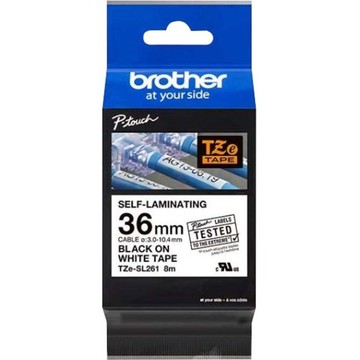 BROTHER MOBILE, 1.4IN X 26.2FT, 0.37IN PRINTABLE HEIGHT, BLACK INK ON WHITE SELF-LAMINATING LABEL