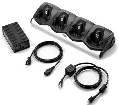 MC90/MC91/MC92 4 Slot Ethernet Charge Cradle Kit (US). Includes: 4 Slot Ethernet Cradle CRD9101-4001ER, corresponding Power Supply, DC Line Cord and US 3-wire grounded AC Line Cord.