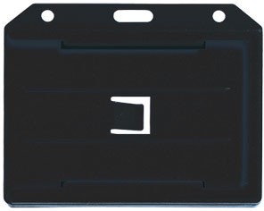 BLACK 2-SIDED MULTI CARD HOLDER W/ SLOT/CHAIN HOLES