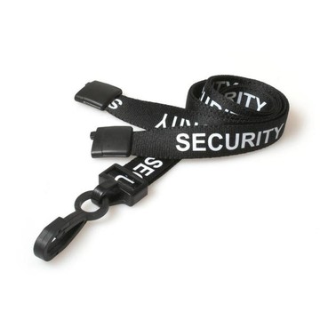 Black Security Lanyards with Plastic J Clip (Pack of 100)