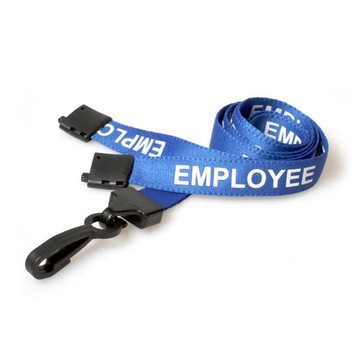 Blue Employee Lanyards with Plastic J Clip (Pack of 100)
