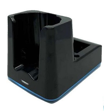 HT730 Single Slot Charging Cradle including power adapter  (1010-900043G) for charging the device and one spare battery. **Not included but optional accessory: 3 Pins Power Cord EU (SKU: 1550-602333G) or UK (SKU: 1550-602689G)**