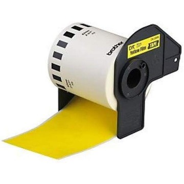 DK44605: Brother DK-44605 Continuous Paper Label Roll with Removable Adhesive – Black on Yellow, 62mm.