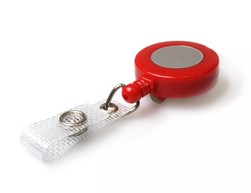 Red Card Reels with Reinforced ID Straps with Silver Sticker (Pack of 50) image