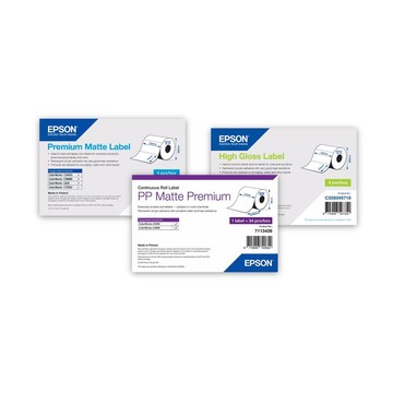 EPSON, MEDIA FOR C6000/C7500 SERIES, 3"X 5" DIE CUT MATTE SYNTH LBL - PK OF 2, 8" OD