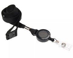15mm Black Lanyards with Card Reels (Pack of 50) image